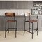 Emma and Oliver Blanchard Set of 2 Bar Stools with Metal Frames and Solid Wood Seats and Backs with Antique Finishes